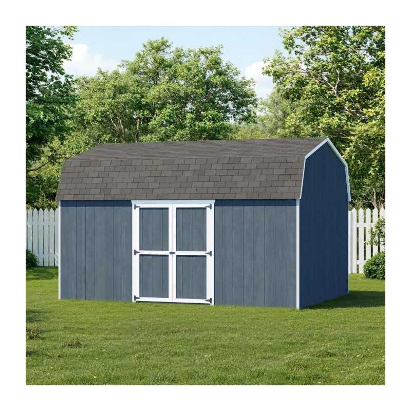 Little Cottage Co. Value Gambrel 12x16 Barn Shed Kit w/ 6' Sidewall - Side Entry (12x16 VGB-6-SE-PC)
