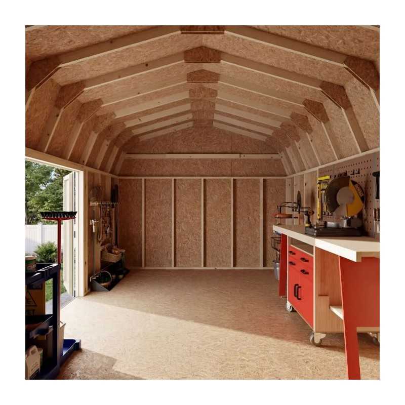 Little Cottage Co. Value Gambrel 12x18 Barn Shed Kit w/ 6' Sidewall - Side Entry (12x18 VGB-6-SE-PC)