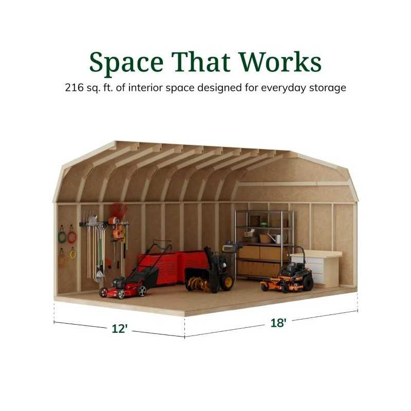 Little Cottage Co. Value Gambrel 12x18 Barn Shed Kit w/ 6' Sidewall - Side Entry (12x18 VGB-6-SE-PC)