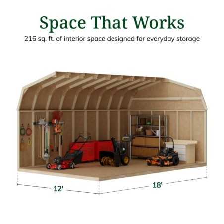 Little Cottage Co. Value Gambrel 12x18 Barn Shed Kit w/ 6' Sidewall - Side Entry (12x18 VGB-6-SE-PC)