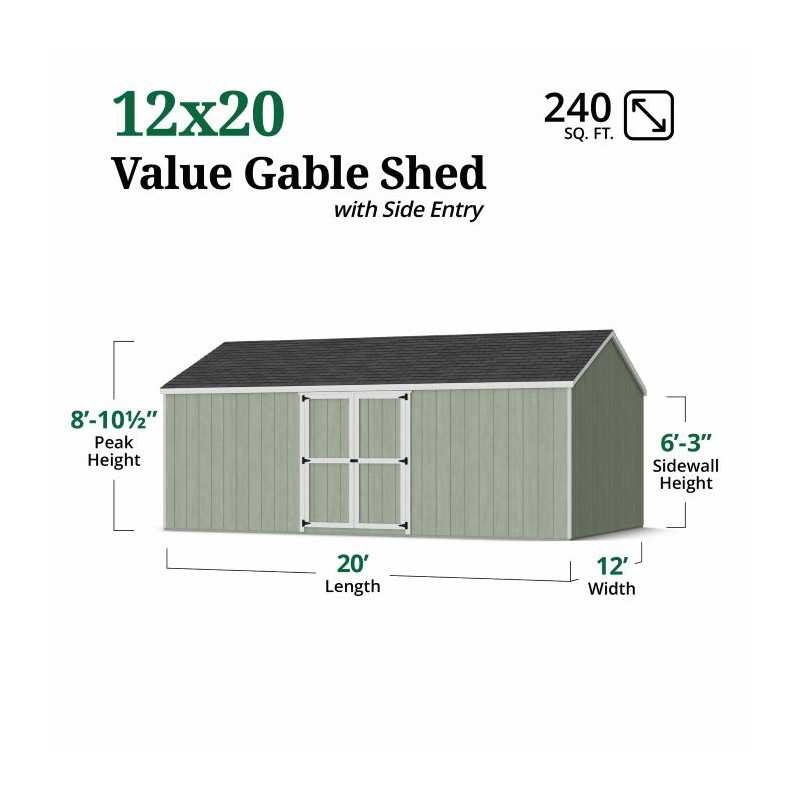 Little Cottage Co. Value Gambrel 12x20 Barn Shed Kit w/ 6' Sidewall - Side Entry (12x20 VGB-6-SE-PC)