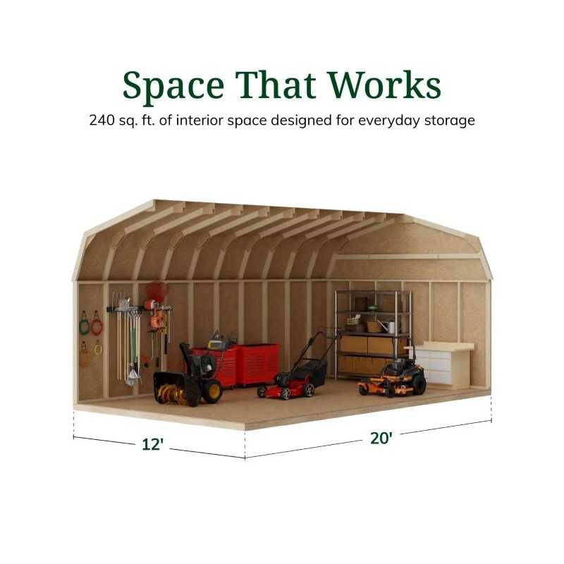 Little Cottage Co. Value Gambrel 12x20 Barn Shed Kit w/ 6' Sidewall - Side Entry (12x20 VGB-6-SE-PC)