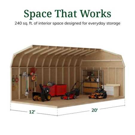 Little Cottage Co. Value Gambrel 12x20 Barn Shed Kit w/ 6' Sidewall - Side Entry (12x20 VGB-6-SE-PC)