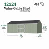 Little Cottage Co. Value Gambrel 12x24 Barn Shed Kit w/ 6' Sidewall - Side Entry (12x24 VGB-6-SE-PC)