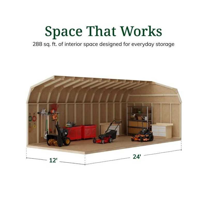 Little Cottage Co. Value Gambrel 12x24 Barn Shed Kit w/ 6' Sidewall - Side Entry (12x24 VGB-6-SE-PC)