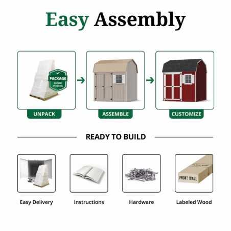Little Cottage Co. Value Gambrel 8x8 Workshop Barn Shed Kit (8x8 VGB-6-WS-PC)