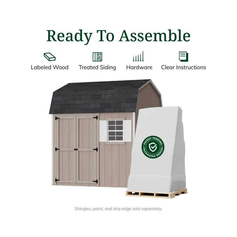 Little Cottage Co. Value Gambrel 8x8 Workshop Barn Shed Kit (8x8 VGB-6-WS-PC)