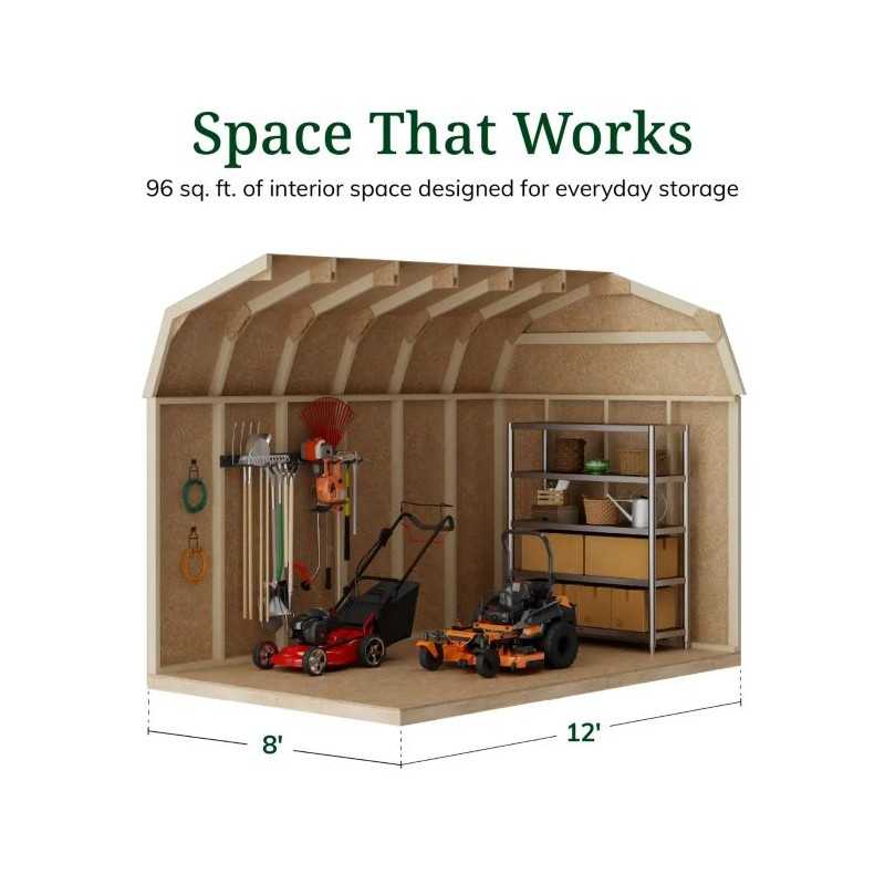 Little Cottage Co. Value Gambrel 8x12 Workshop Barn Shed Kit (8x12 VGB-6-WS-PC)