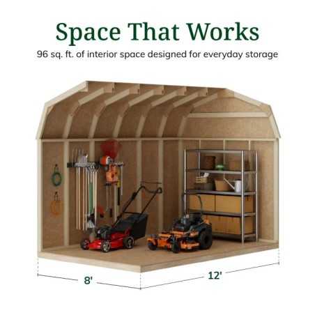 Little Cottage Co. Value Gambrel 8x12 Workshop Barn Shed Kit (8x12 VGB-6-WS-PC)
