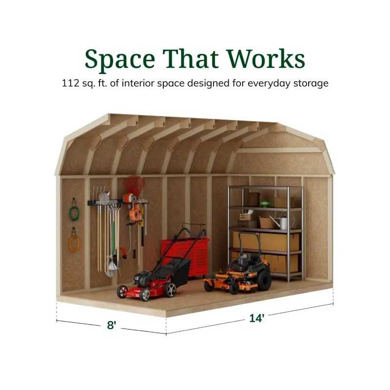 Little Cottage Co. Value Gambrel 8x14 Workshop Barn Shed Kit (8x14 VGB-6-WS-PC)