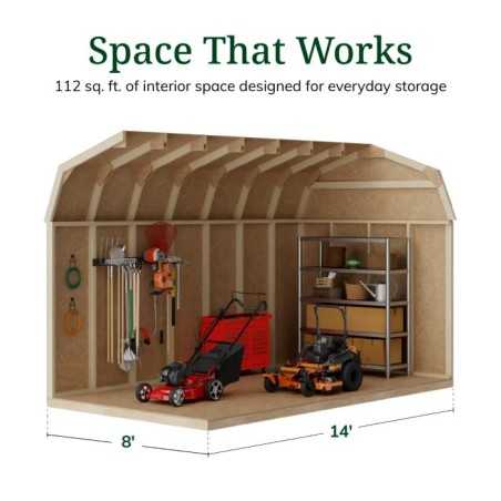 Little Cottage Co. Value Gambrel 8x14 Workshop Barn Shed Kit (8x14 VGB-6-WS-PC)