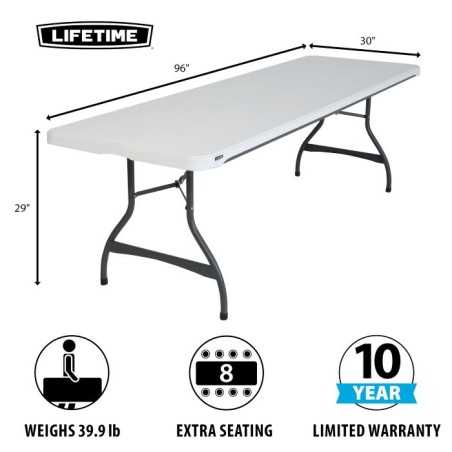Lifetime 8-Foot Nesting Table - White Granite (280299)