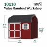 Little Cottage Co. Value Gambrel 10x10 Workshop Barn Shed Kit (10x10 VGB-6-WS-PC)
