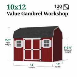 Little Cottage Co. Value Gambrel 10x12 Workshop Barn Shed Kit (10x12 VGB-6-WS-PC)