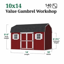 Little Cottage Co. Value Gambrel 10x14 Workshop Barn Shed Kit (10x14 VGB-6-WS-PC)