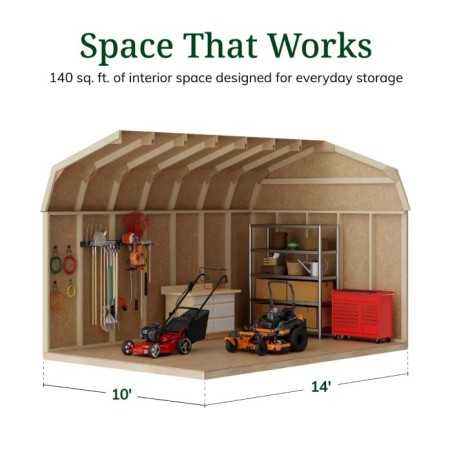 Little Cottage Co. Value Gambrel 10x14 Workshop Barn Shed Kit (10x14 VGB-6-WS-PC)