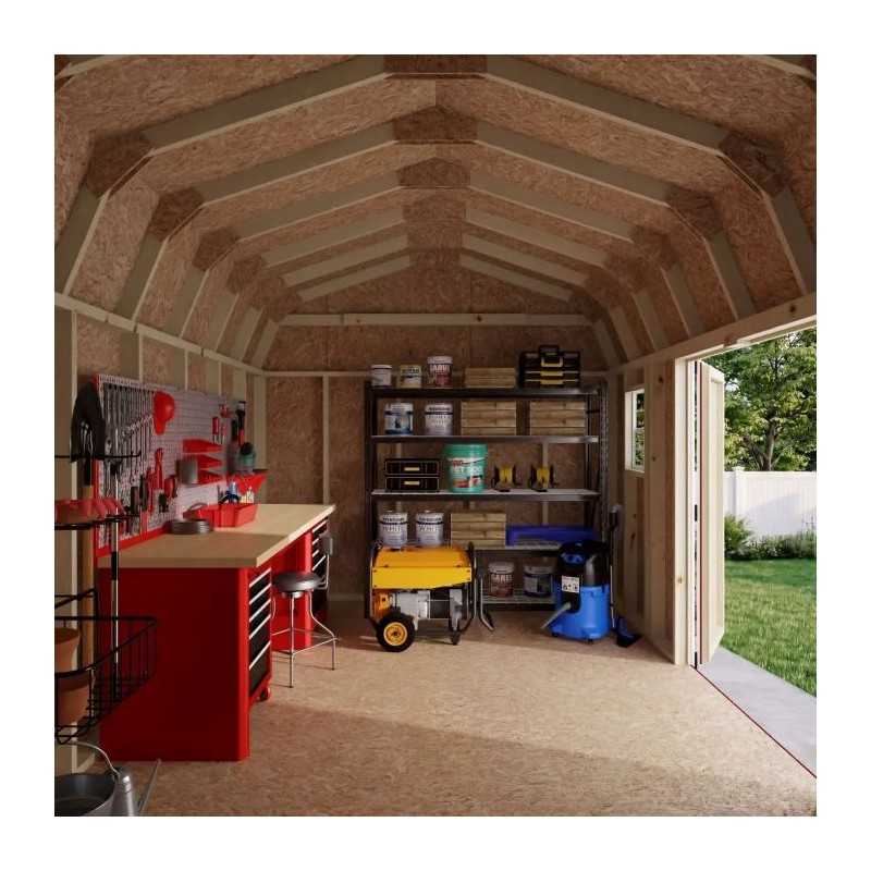 Little Cottage Co. Value Gambrel 10x16 Workshop Barn Shed Kit (10x16 VGB-6-WS-PC)