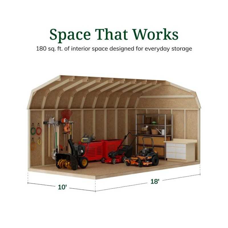 Little Cottage Co. Value Gambrel 10x18 Workshop Barn Shed Kit (10x18 VGB-6-WS-PC)