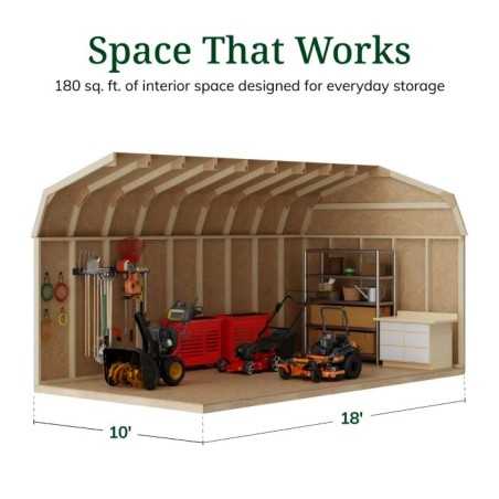 Little Cottage Co. Value Gambrel 10x18 Workshop Barn Shed Kit (10x18 VGB-6-WS-PC)