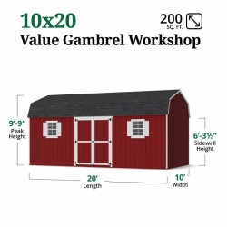 Little Cottage Co. Value Gambrel 10x20 Workshop Barn Shed Kit (10x20 VGB-6-WS-PC)