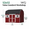 Little Cottage Co. Value Gambrel 12x12 Workshop Barn Shed Kit (12x12 VGB-6-WS-PC)