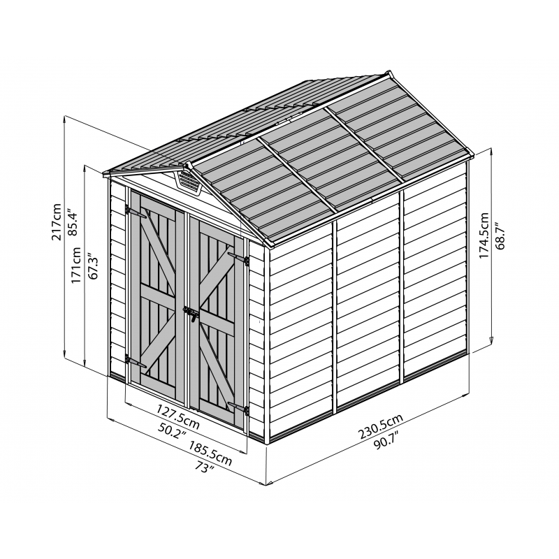 Palram - Canopia 6x8 Skylight Storage Shed Kit - Tan (HG9608T)