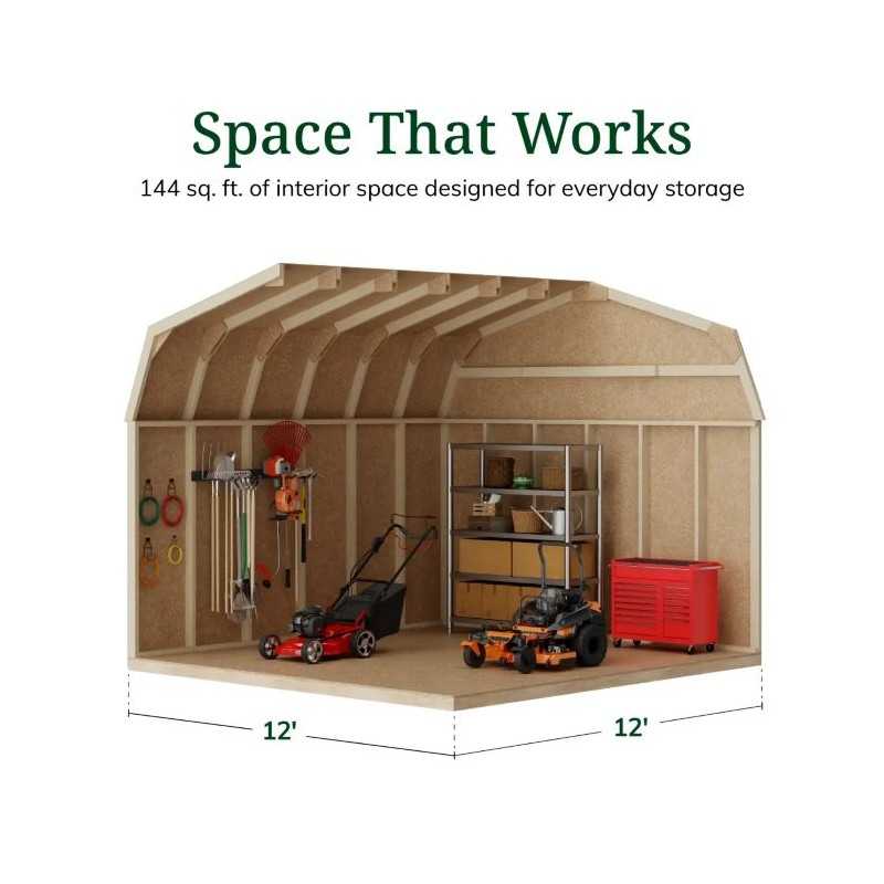 Little Cottage Co. Value Gambrel 12x12 Workshop Barn Shed Kit (12x12 VGB-6-WS-PC)