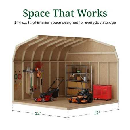 Little Cottage Co. Value Gambrel 12x12 Workshop Barn Shed Kit (12x12 VGB-6-WS-PC)