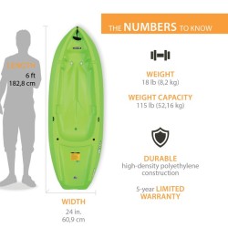 Lifetime Wave 60 Youth Kayak (Paddle Included) - Lime (90780)
