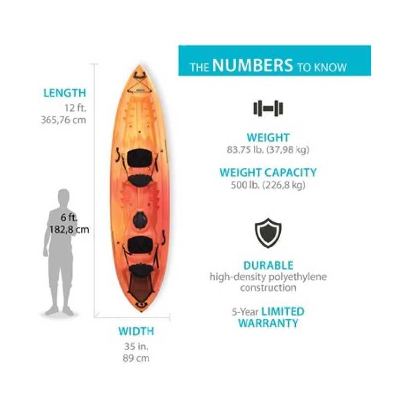 Lifetime Spitfire 12T Tandem Sit-on-top Kayak (Paddles Included) - Sunset Fusion (91051)