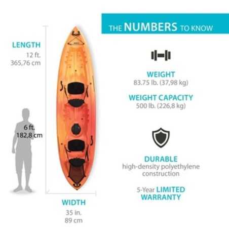Lifetime Spitfire 12T Tandem Sit-on-top Kayak (Paddles Included) - Sunset Fusion (91051)