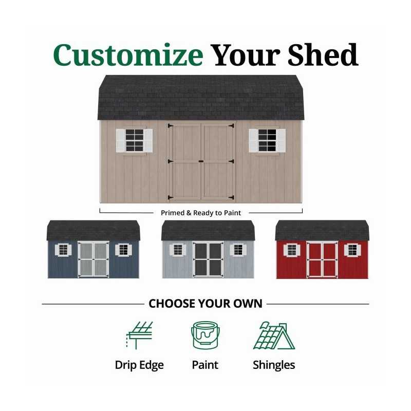Little Cottage Co. Value Gambrel 12x16 Workshop Barn Shed Kit (12x16 VGB-6-WS-PC)