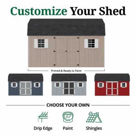 Little Cottage Co. Value Gambrel 12x16 Workshop Barn Shed Kit (12x16 VGB-6-WS-PC)