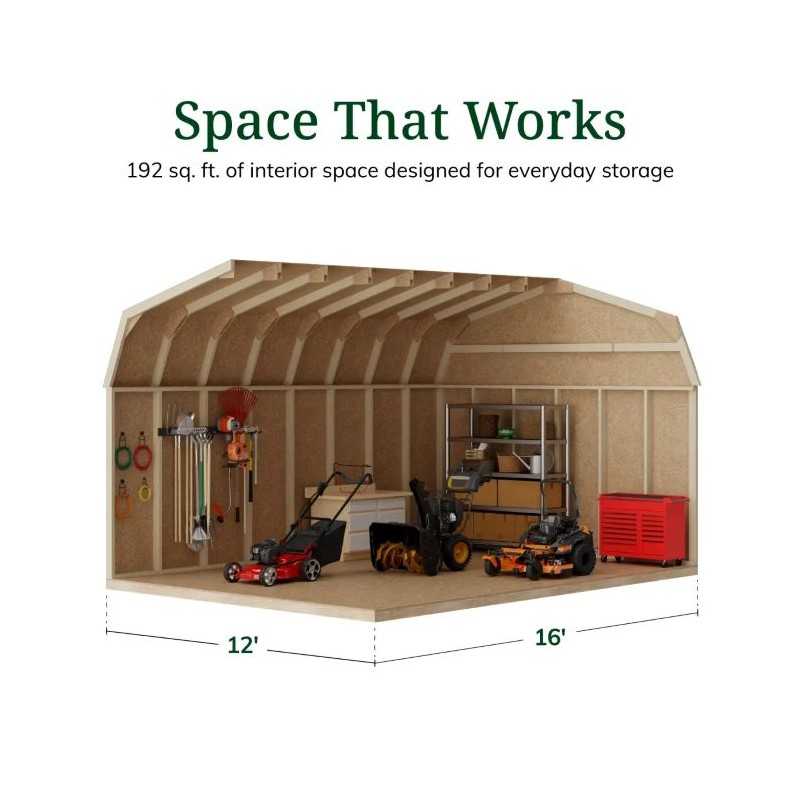 Little Cottage Co. Value Gambrel 12x16 Workshop Barn Shed Kit (12x16 VGB-6-WS-PC)