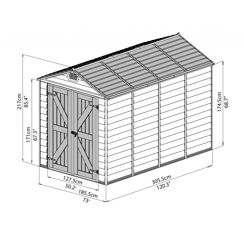 Palram - Canopia 6x10 Skylight Storage Shed Kit - Tan (HG9610T)