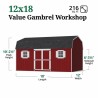 Little Cottage Co. Value Gambrel 12x18 Workshop Barn Shed Kit (12x18 VGB-6-WS-PC)
