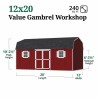 Little Cottage Co. Value Gambrel 12x20 Workshop Barn Shed Kit (12x20 VGB-6-WS-PC)