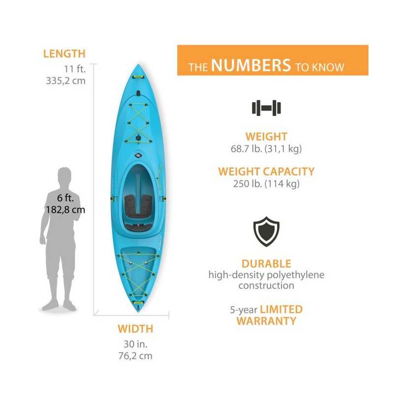 Lifetime Emotion Cabrio Hybrid 110 Sit-On-Top Kayak (Paddle Included) - Glacier Blue (91306)