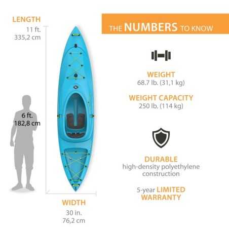 Lifetime Emotion Cabrio Hybrid 110 Sit-On-Top Kayak (Paddle Included) - Glacier Blue (91306)