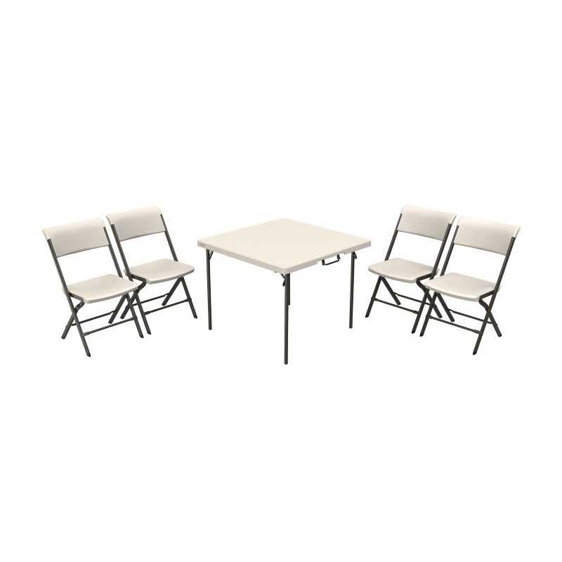 Lifetime 37" Fold-in-Half Commercial Table & 4 Chair Set – (81324)