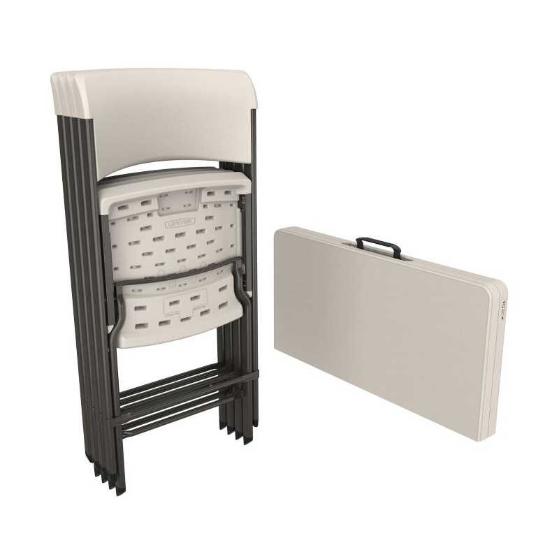 Lifetime 37" Fold-in-Half Commercial Table & 4 Chair Set – (81324)