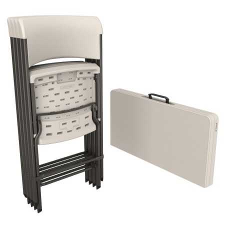 Lifetime 37" Fold-in-Half Commercial Table & 4 Chair Set – (81324)
