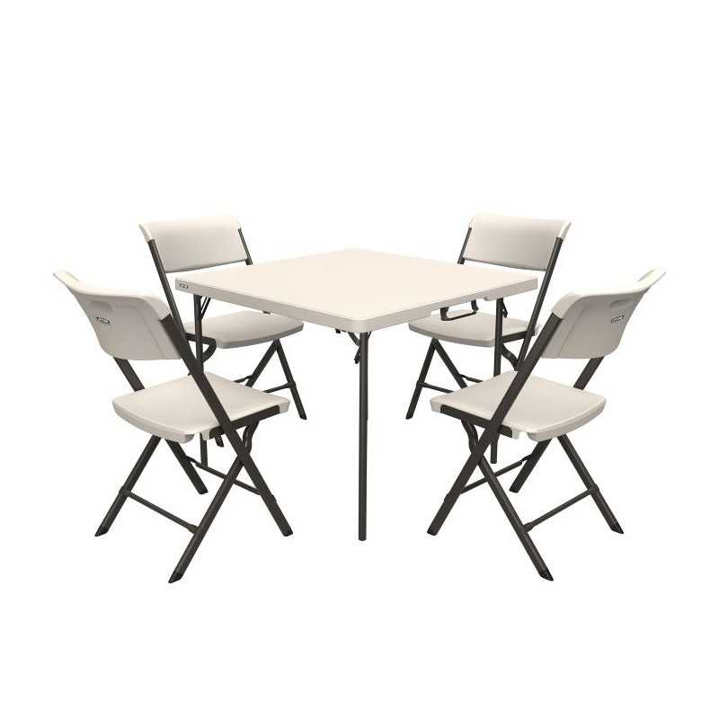 Lifetime 37" Fold-in-Half Commercial Table & 4 Chair Set – (81324)
