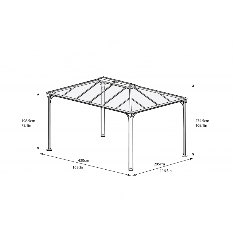Palram - Canopia 10x14 Martinique Rectangle Garden Gazebo Kit (HG9170)
