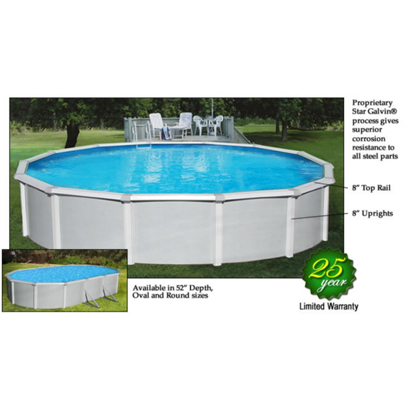 Blue Wave Samoan 18x52 Steel Pool Kit with 8" Toprail - Round NB1642