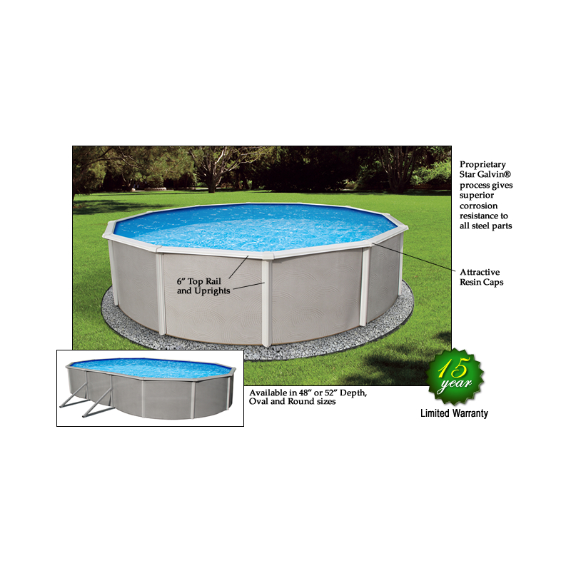 Blue Wave Belize 21' Round 48" Deep Steel Pool Kit - With 6" Toprails (NB2506) Blue Wave Belize 21' Round 48" Deep Steel Pool Kit - With 6" Toprails (NB2506)