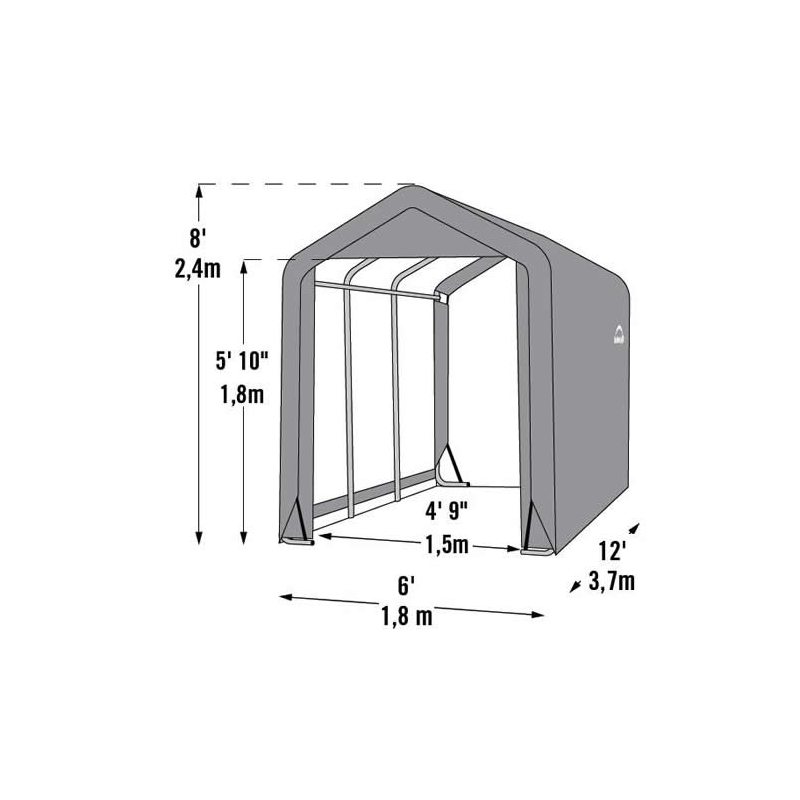 ShelterLogic 6×12×8 Peak Style Storage Shed - Grey (70413)