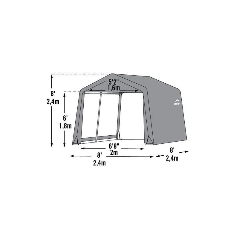 ShelterLogic 8×8×8 Peak Style Storage Shed - Grey (70423)