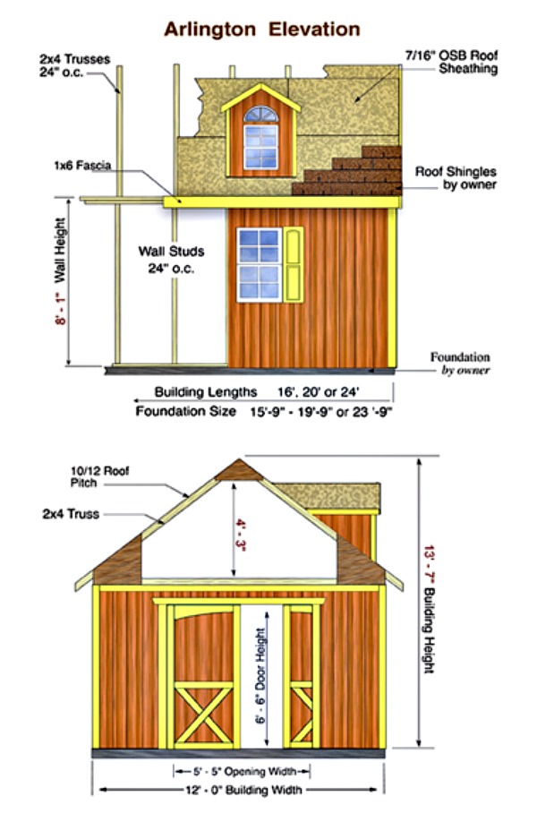 Arlington 12x24 Wood Storage Shed Kit (arlington_1224)