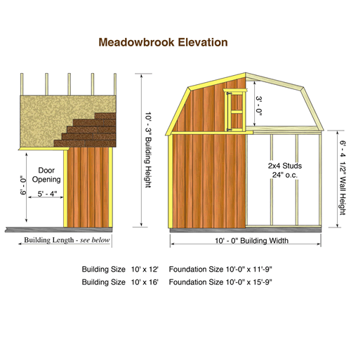 Best Barns Meadowbrook 12x10 Wood Storage Shed Kit 